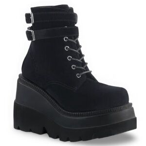 Demonia Black Platform Lace-Up Boots